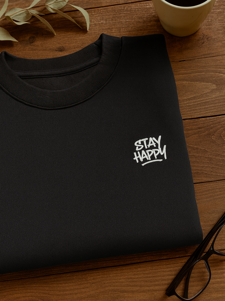 Stay happy Unisex Embroidery Oversized Sweatshirt