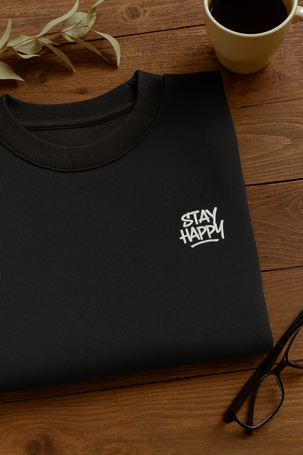 Stay happy Unisex Embroidery Oversized Sweatshirt