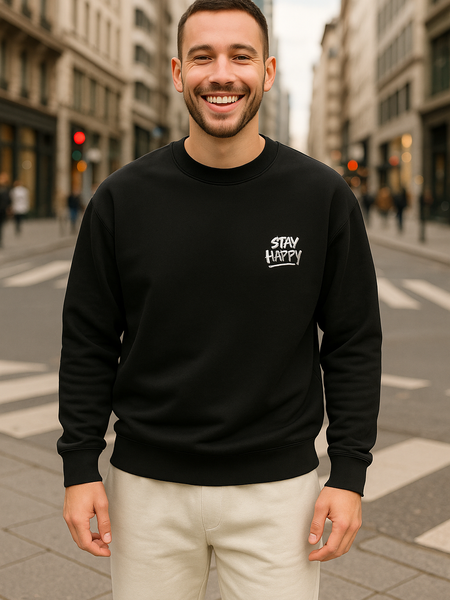 Stay happy Unisex Embroidery Oversized Sweatshirt