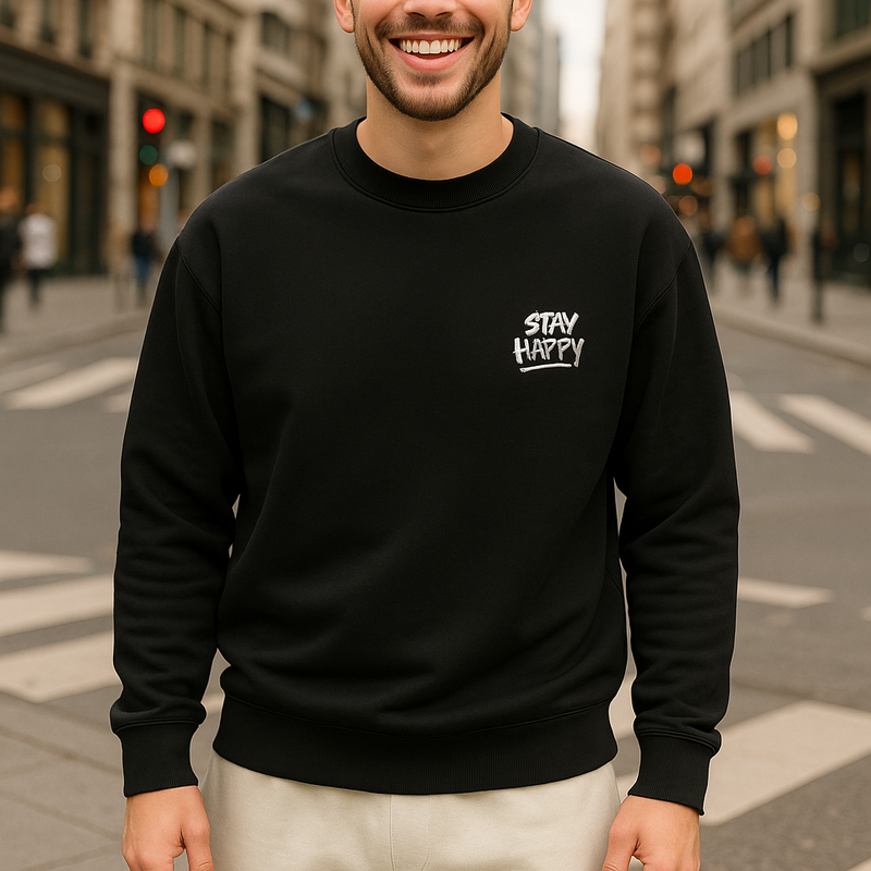 Stay happy Unisex Embroidery Oversized Sweatshirt