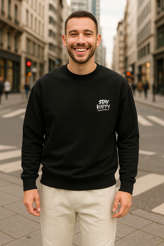 Stay happy Unisex Embroidery Oversized Sweatshirt