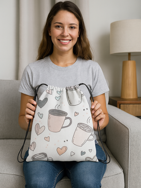 Coffee AOP Drawstring Bag