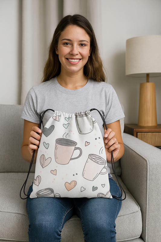 Coffee AOP Drawstring Bag