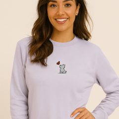 Dog and Butterfly Embroidery Unisex Sweatshirt